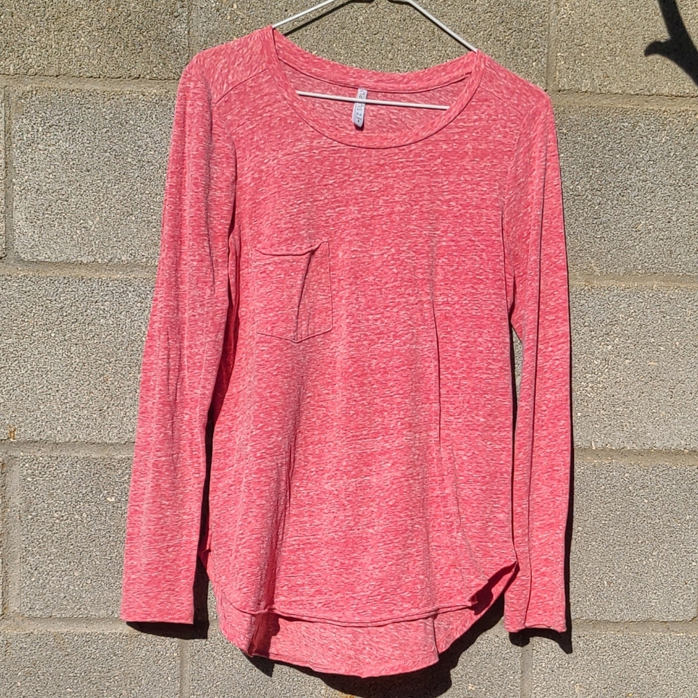 Z Supply Heathered Red Crew Neck Long Sleeve Size S